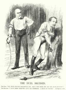 Cartone animato di Punch: Il duello deciso - la sconfitta della Francia nella guerra franco-prussiana da John (after) Tenniel
