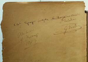 Dedica autografa di Giuseppe Verdi a Giovanni Boldini