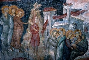 Scene della vita di Gesù, affresco nella chiesa di Agia Sophia da Walter Charles Mills