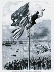 Gli inglesi abbandonano New York, mentre viene issata la bandiera americana, 25 novembre da Walter Charles Mills