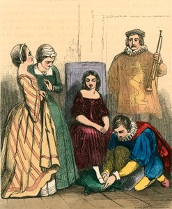Cenerentola che prova la scarpetta di vetro