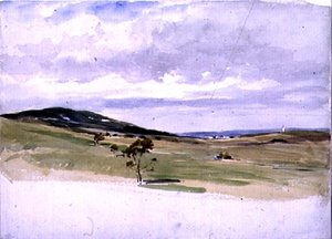 Paesaggio con mulino a vento e villaggio, XIX secolo da John Absolon