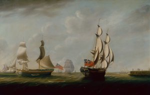 Due brigantini inglesi al largo di Whitby con altre navi oltre da John Askew