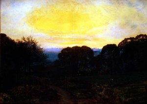 Un giardiniere che scava un orto al tramonto