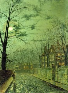 Una strada al chiaro di luna da John Atkinson Grimshaw