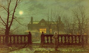 Una signora in un giardino al chiaro di luna da John Atkinson Grimshaw