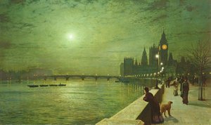 Riflessi di luce sul Tamigi a Westminster