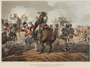 Corazzieri Francesi nella battaglia di Waterloo caricati e sconfitti dagli Highlanders e Scotch Greys, inciso da M. Dubourg, 1819