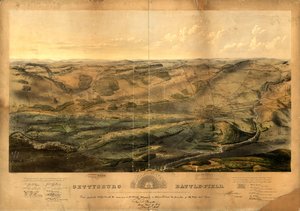 Campo di battaglia di Gettysburg. Battaglia combattuta a Gettysburg, Pa., 1, 2 e 3 luglio 1863 dagli eserciti federali e confederati, comandati rispettivamente dal Gen. G. G. Meade e dal Gen. Robert E. Lee da John Bachelder