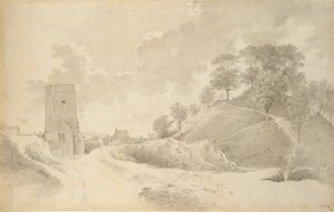 Castello di Oxford e il tumulo del castello, 27 maggio 1784 da John Baptist Malchair