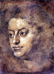 Ritratto di Henry Purcell (1659 - 1695), compositore inglese. Dipinto attribuito a Sir John Closterman. Gesso nero. 1695. Londra, National Portrait Gallery.