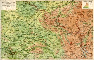 Francia settentrionale che illustra la campagna occidentale, 1914, c1920 da John Bartholomew and Son