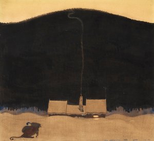 Il cottage ai piedi della montagna, illustrazione per "När Trollmor skötte Kungens Storbyk" di Elsa Beskow in "Bland tomtar och troll" da John Bauer