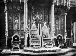 Il trono reale, Camera dei Lord, Westminster, c1905 da John Benjamin Stone