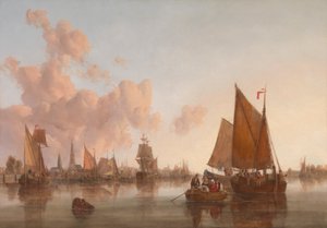 Barche a vela e chiatte su un estuario olandese (?) da John Berney Crome