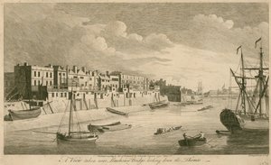 Una vista presa vicino al ponte di Limehouse guardando il Tamigi da John Boydell