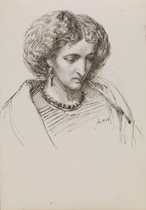 Ritratto di donna a mezzo busto con occhi abbassati da John Brett
