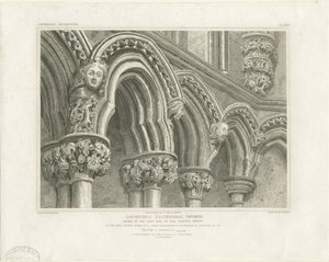 Interno della Cattedrale di Lichfield - Archi nella Sala Capitolare: incisione, nd [c 1819]