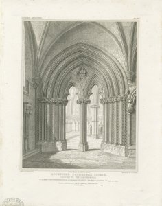 Interno della Cattedrale di Lichfield - Porta della Sala Capitolare: incisione, nd [c 1819] da John Britton