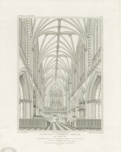 Interno della Cattedrale di Lichfield - Coro: incisione, nd [c 1820] da John Britton