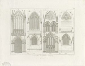 Interno della Cattedrale di Lichfield - Navata e Coro: incisione, nd [c 1819]