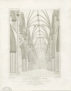 Interno della Cattedrale di Lichfield - Navata: incisione, nd [c 1819]
