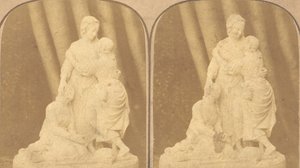 Coppia di prime vedute stereografiche di statue britanniche, 1850-1910