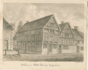 Vecchie Case di Abbots Bromley (disegno a seppia, 1839) da John Buckler