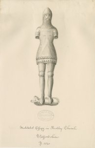 Monumenti di Audley - "Cavaliere di Audley" (disegno a seppia, 1840) da John Buckler