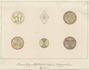 Chiesa di Blithfield - vetro dipinto: disegni a matita, 1823 da John Buckler