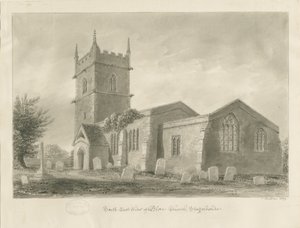 Chiesa di Blore: disegno a seppia, 1839 da John Buckler