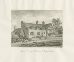 Bloxwich - antica casa: disegno a seppia da John Buckler