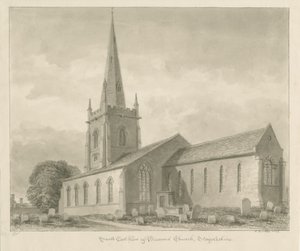 Chiesa di Brewood: disegno a seppia da John Buckler