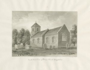Chiesa di Broom (ora Worcestershire): disegno a seppia da John Buckler