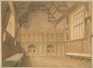 Cambridgeshire - Interno della Sala del Trinity College da John Buckler