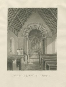 Chiesa del Castello - Interno della Chiesa: disegno a seppia da John Buckler