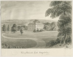 Cheddleton - Ashcombe Hall (disegno a seppia, 1844) da John Buckler