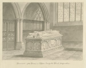 Chiesa di Clifton Campville - Monumento Vernon: disegno a seppia da John Buckler