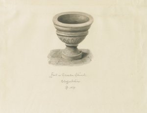 Croxden - Fonte nella Cappella degli Ospiti: disegno a seppia