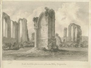 Abbazia di Croxden: disegno a seppia da John Buckler