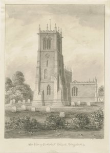 Chiesa di Eccleshall: disegno a seppia da John Buckler