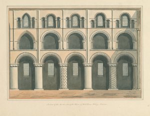 Essex - Abbazia di Waltham - Sezione del lato nord della navata da John Buckler
