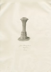 Fonte nella Chiesa di Aldridge: disegno a seppia da John Buckler