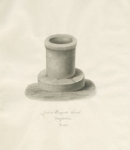 Fonte battesimale nella Chiesa di Bagnall: disegno a seppia da John Buckler