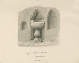 Fonte battesimale nella Chiesa di Barton under Needwood da John Buckler