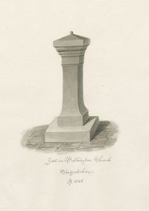 Fonte nella Chiesa di Bobbington: disegno a seppia da John Buckler