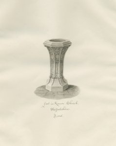 Fonte battesimale nella Chiesa di Kinver: disegno a seppia