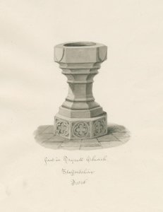 Fonte nella chiesa di Trysull: disegno a seppia