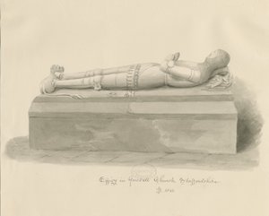Chiesa di Gnosall - Effigie: disegno a seppia