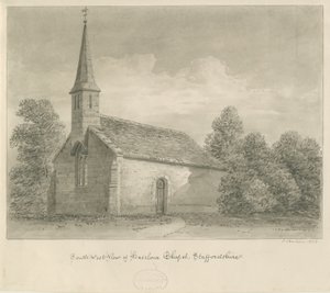 Cappella di Haselour: disegno a seppia, 1828 da John Buckler